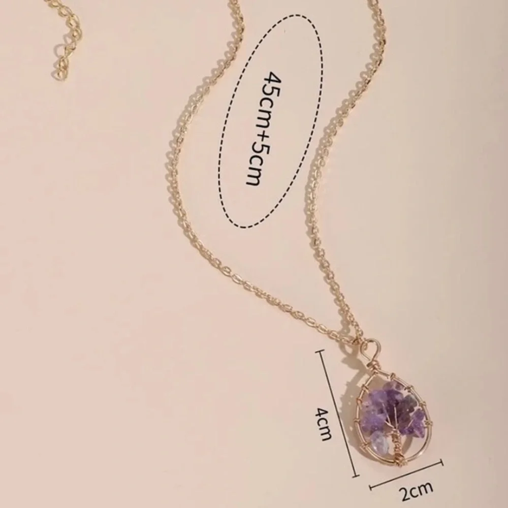 Crystals Tree Charm Necklace - Picture 3 of 4